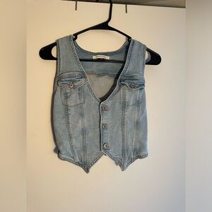 american eagle light wash denim vest